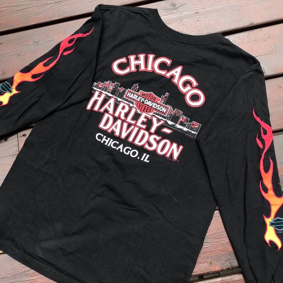 Vintage 1998 Harley Davidson Flame Chicago Shirt - Picture 7 of 7